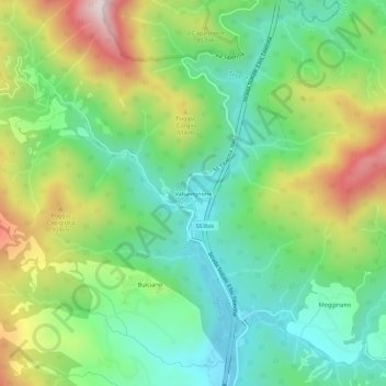 Topografische kaart Valsavignone, hoogte, reliëf