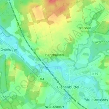 Topografische kaart Hohenbostel, hoogte, reliëf