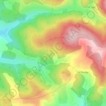 Topografische kaart Le Pommier, hoogte, reliëf