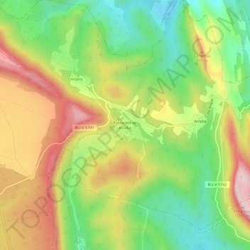 Topografische kaart Población de Arreba, hoogte, reliëf