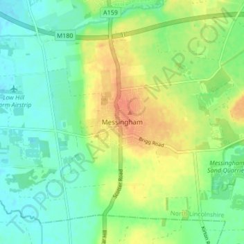Topografische kaart Messingham, hoogte, reliëf