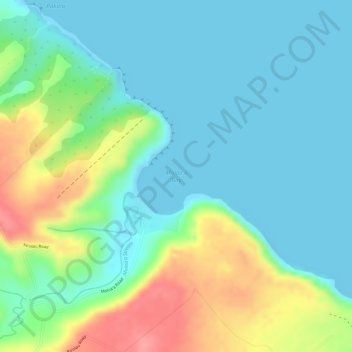 Topografische kaart Moloaʻa Bay, hoogte, reliëf