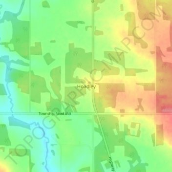 Topografische kaart Hoadley, hoogte, reliëf