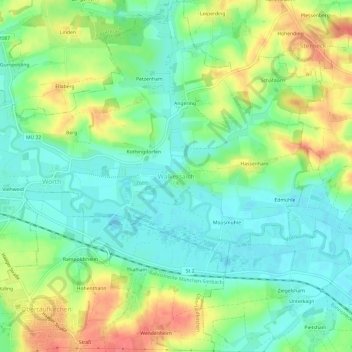 Topografische kaart Walkersaich, hoogte, reliëf