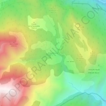 Topografische kaart Prat d'Airaud, hoogte, reliëf