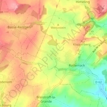 Topografische kaart Esing, hoogte, reliëf