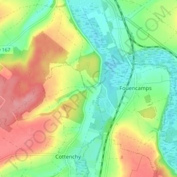 Topografische kaart Le Paraclet, hoogte, reliëf