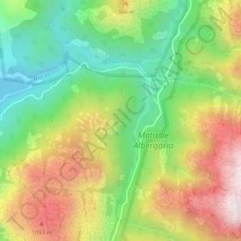 Topografische kaart Mata de Albergaria, hoogte, reliëf