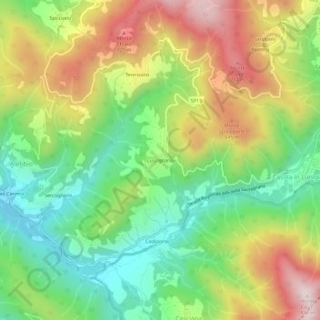 Topografische kaart Luscignano, hoogte, reliëf
