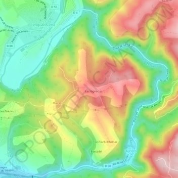 Topografische kaart La Glène, hoogte, reliëf