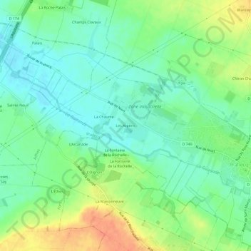 Topografische kaart Les Arpens, hoogte, reliëf