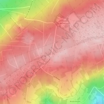 Topografische kaart Col du Rosier, hoogte, reliëf