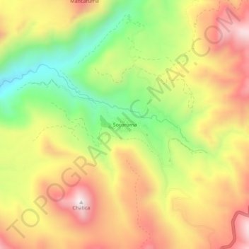 Topografische kaart Socoroma, hoogte, reliëf