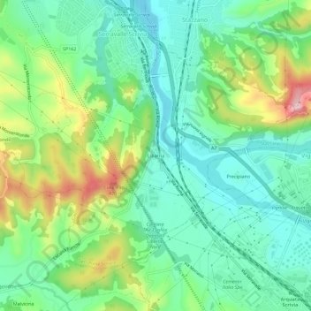 Topografische kaart Libarna, hoogte, reliëf