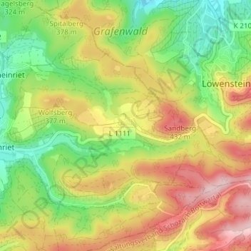 Topografische kaart Vorhof, hoogte, reliëf