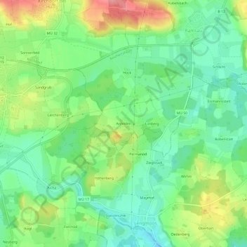 Topografische kaart Anfelden, hoogte, reliëf