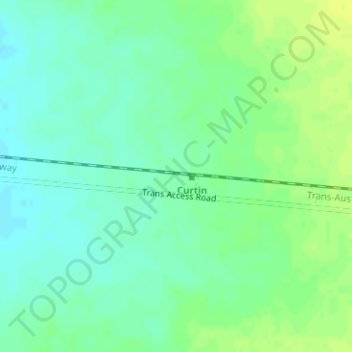 Topografische kaart Curtin, hoogte, reliëf
