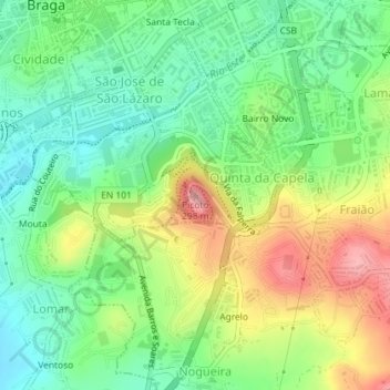 Topografische kaart Picoto, hoogte, reliëf