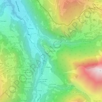 Topografische kaart Le Champel, hoogte, reliëf