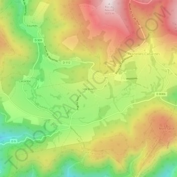 Topografische kaart Les Jouys, hoogte, reliëf