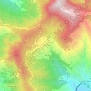 Topografische kaart San Romolo, hoogte, reliëf
