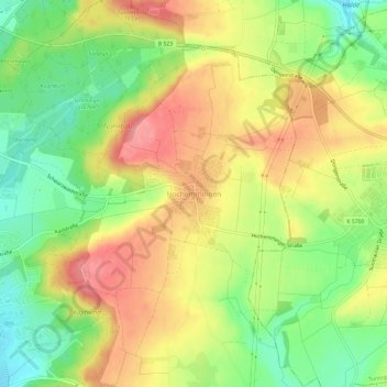 Topografische kaart Hochemmingen, hoogte, reliëf