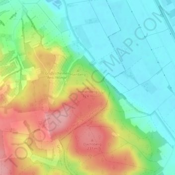 Topografische kaart Höhenberg, hoogte, reliëf