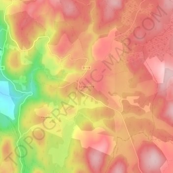 Topografische kaart La Naucodie, hoogte, reliëf