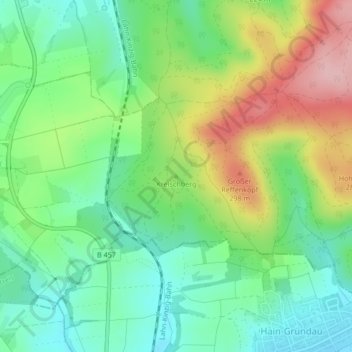 Topografische kaart Kreischberg, hoogte, reliëf
