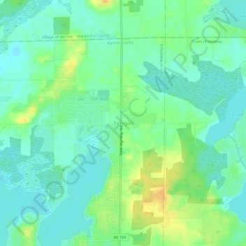 Topografische kaart Tichigan, hoogte, reliëf