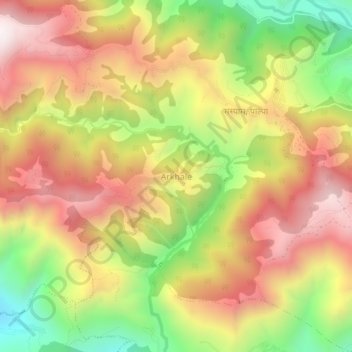 Topografische kaart Arkhale, hoogte, reliëf