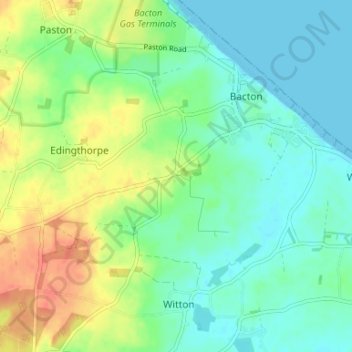 Topografische kaart Pollard Street, hoogte, reliëf
