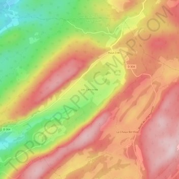 Topografische kaart Les Cernoises, hoogte, reliëf