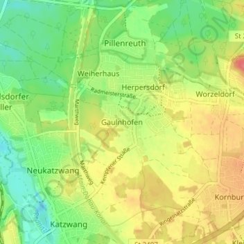 Topografische kaart Gaulnhofen, hoogte, reliëf