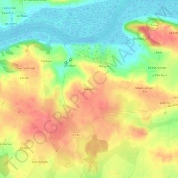 Topografische kaart Baragan, hoogte, reliëf