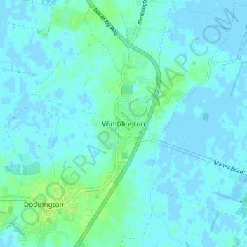 Topografische kaart Wimblington, hoogte, reliëf