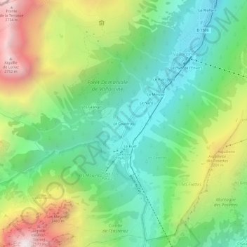 Topografische kaart Le Couteray, hoogte, reliëf