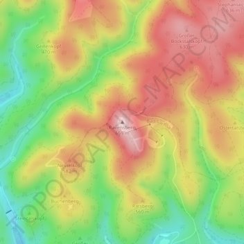 Topografische kaart Ravensberg, hoogte, reliëf