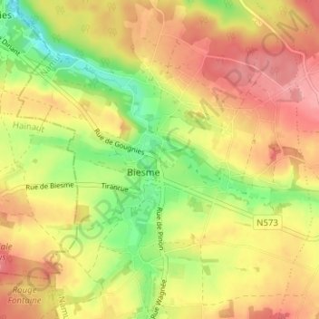 Topografische kaart Le Mont, hoogte, reliëf