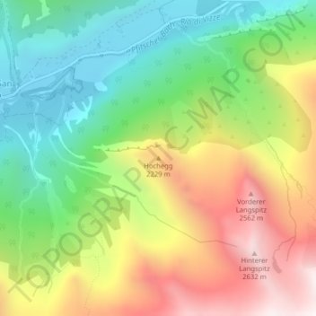 Topografische kaart Pfitsch, hoogte, reliëf