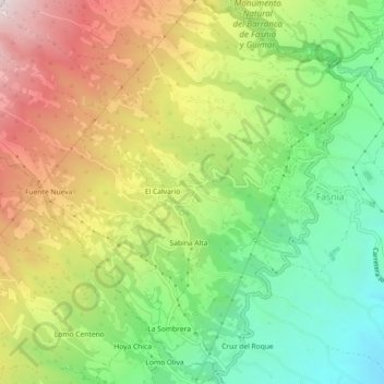 Topografische kaart La Zarza, hoogte, reliëf
