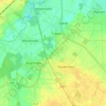 Topografische kaart Gut Neuhaus, hoogte, reliëf