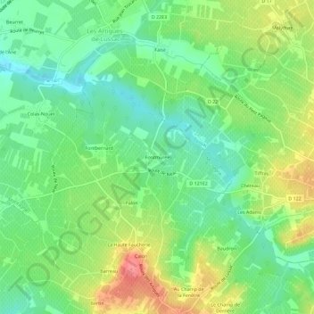 Topografische kaart Fontmurée, hoogte, reliëf