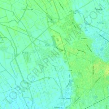 Topografische kaart Piccolini, hoogte, reliëf