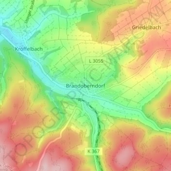 Topografische kaart Brandoberndorf, hoogte, reliëf