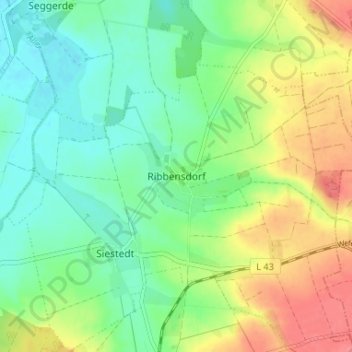 Topografische kaart Ribbensdorf, hoogte, reliëf