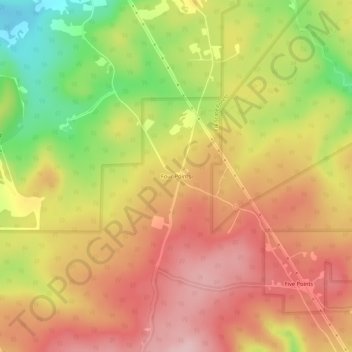 Topografische kaart Four Points, hoogte, reliëf