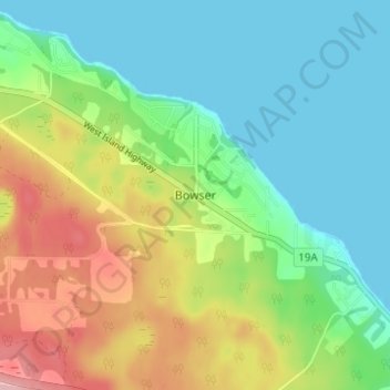 Topografische kaart Bowser, hoogte, reliëf