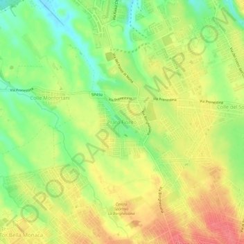 Topografische kaart Prato Fiorito, hoogte, reliëf