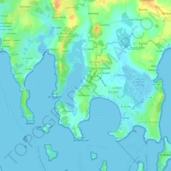 Topografische kaart Le Lano, hoogte, reliëf